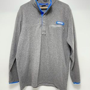 Mens Columbia PFG gray blue fleece sz XL 1/4 button pullover